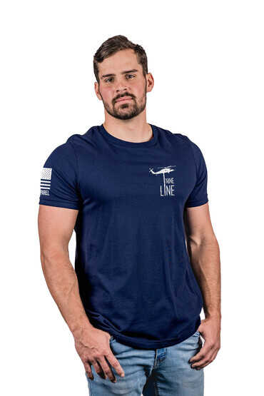 Nine Line American Flag schematic shirt in midnight navy from front